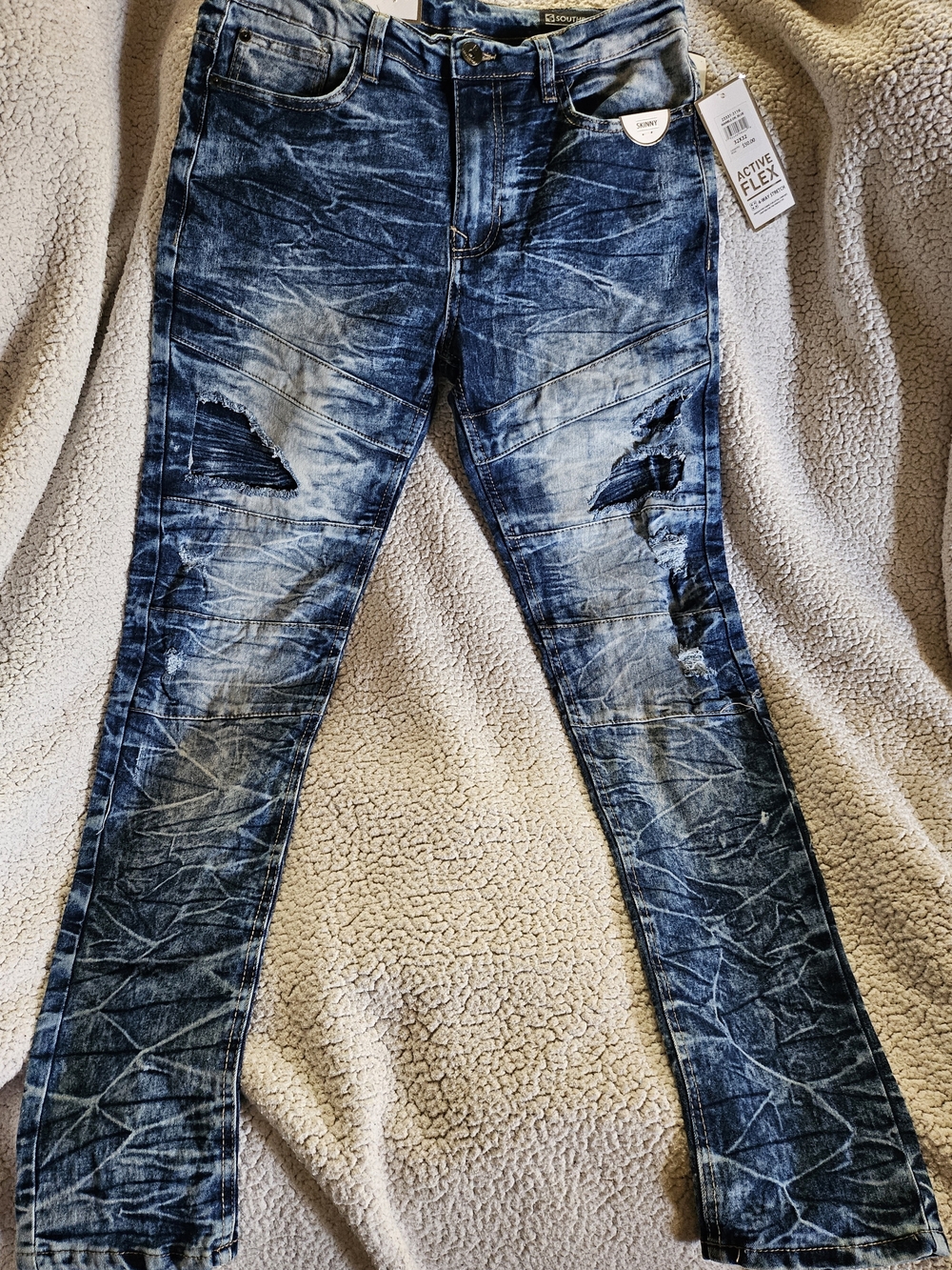 South Pole Men's Bootcut Distressed Jeans in Indigo Blue